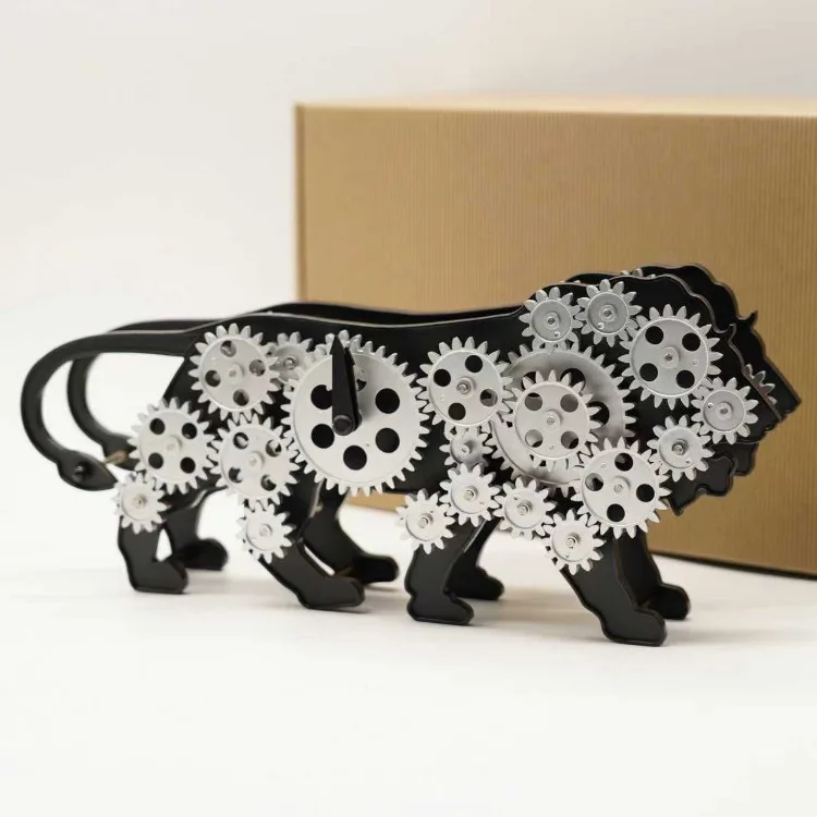 Gear Quartz Clock Unique Lion Design Table Clocks Nordic Office Tabletop Creative Clocks Home Luxury Decoration Desk Clock