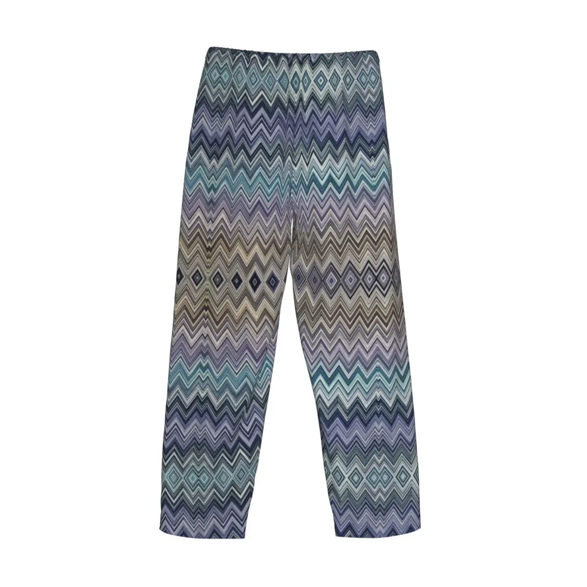 Hombres Inicio Zig Zag Pantalones de pijama bohemio Estampado personalizado Zigzag Boho Pastel Ropa de dormir Pantalones con bolsillos