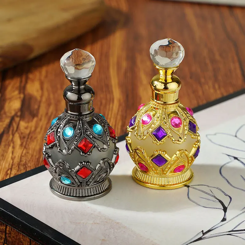 15ml Crystal Glass Perfume Bottle, Refillable Essential Oil Container – DGBG Sandblasted Electroplated, Customizable Gift Set