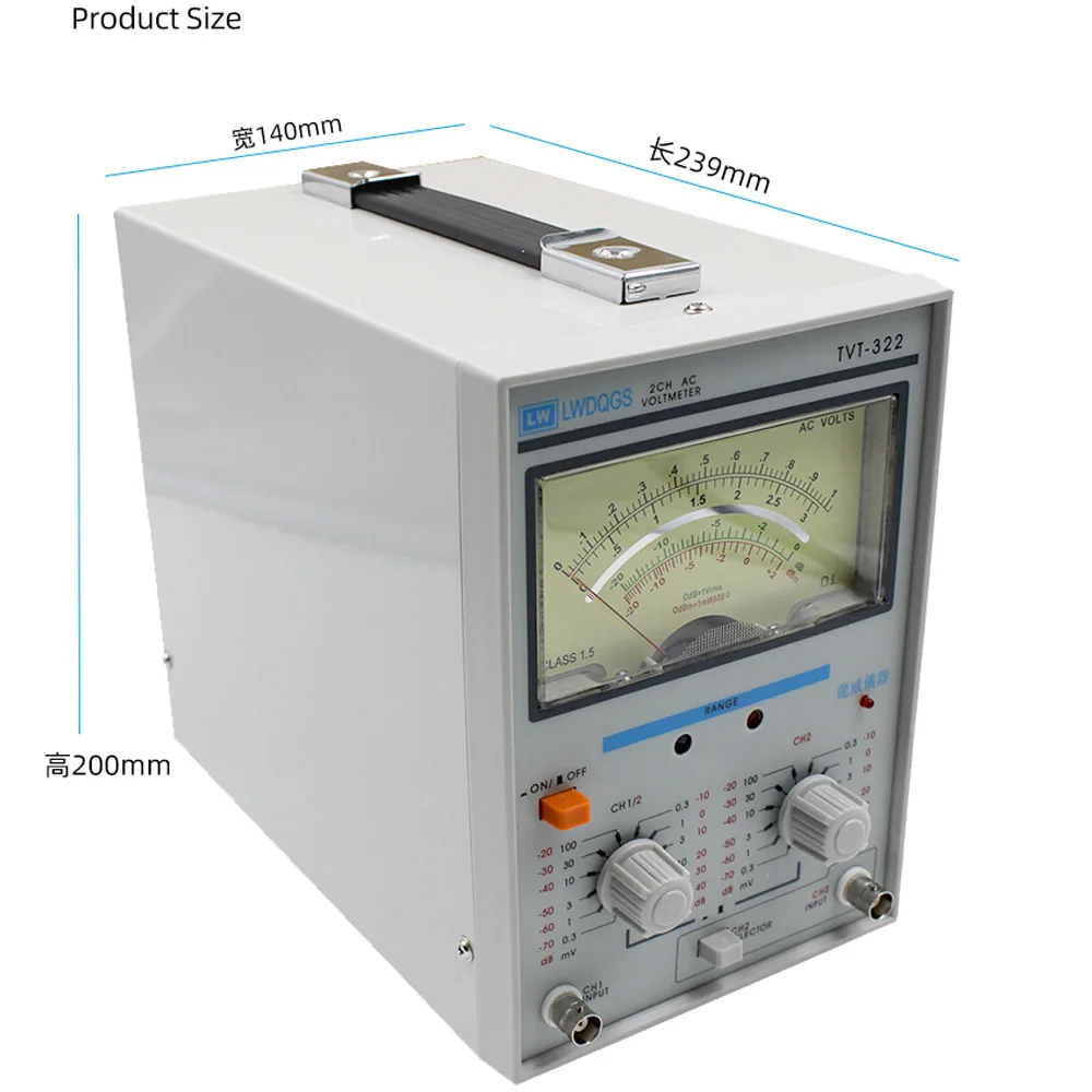 TVT-322 Dual Channel Milivoltmeter Double Needle Millivoltmeter New Design High Quality Pointer Voltage Measuring Instruments