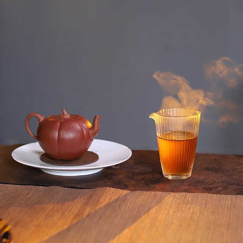 Yixing Pure Handmade Bionic Teapot Made From Huanglong Mountain Raw Clay Purple Clay Tea Set Pumpkin-Shaped Thin-Walled 210ML