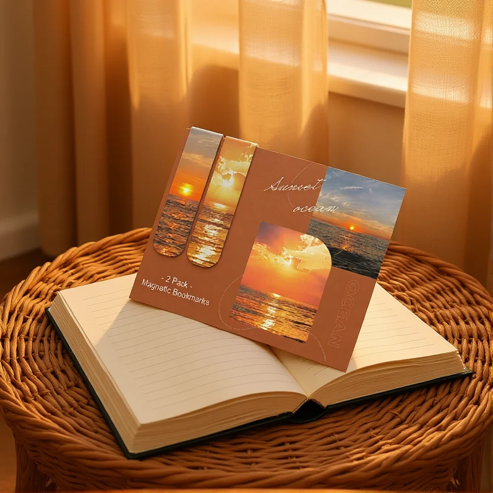 Aesthetic Bookmark Landscape Pattern Magnetic Bookmark Literary Accessories Compact Foldable Bookmark For School Home Office