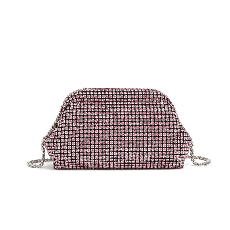Cloud Women's Clutch Bag With Shoulder Chain Internet Celebrity Oblique Span Rhinestone Shell Dinner Bag Bolso Diseñador De Lujo