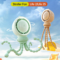 JISULIFE Portable Baby Stroller Fan,Air Purify Turbo Tech,Nature Wind,LED Light,5000mAh,Food-Grade Silicone Bracket,Crib Fan