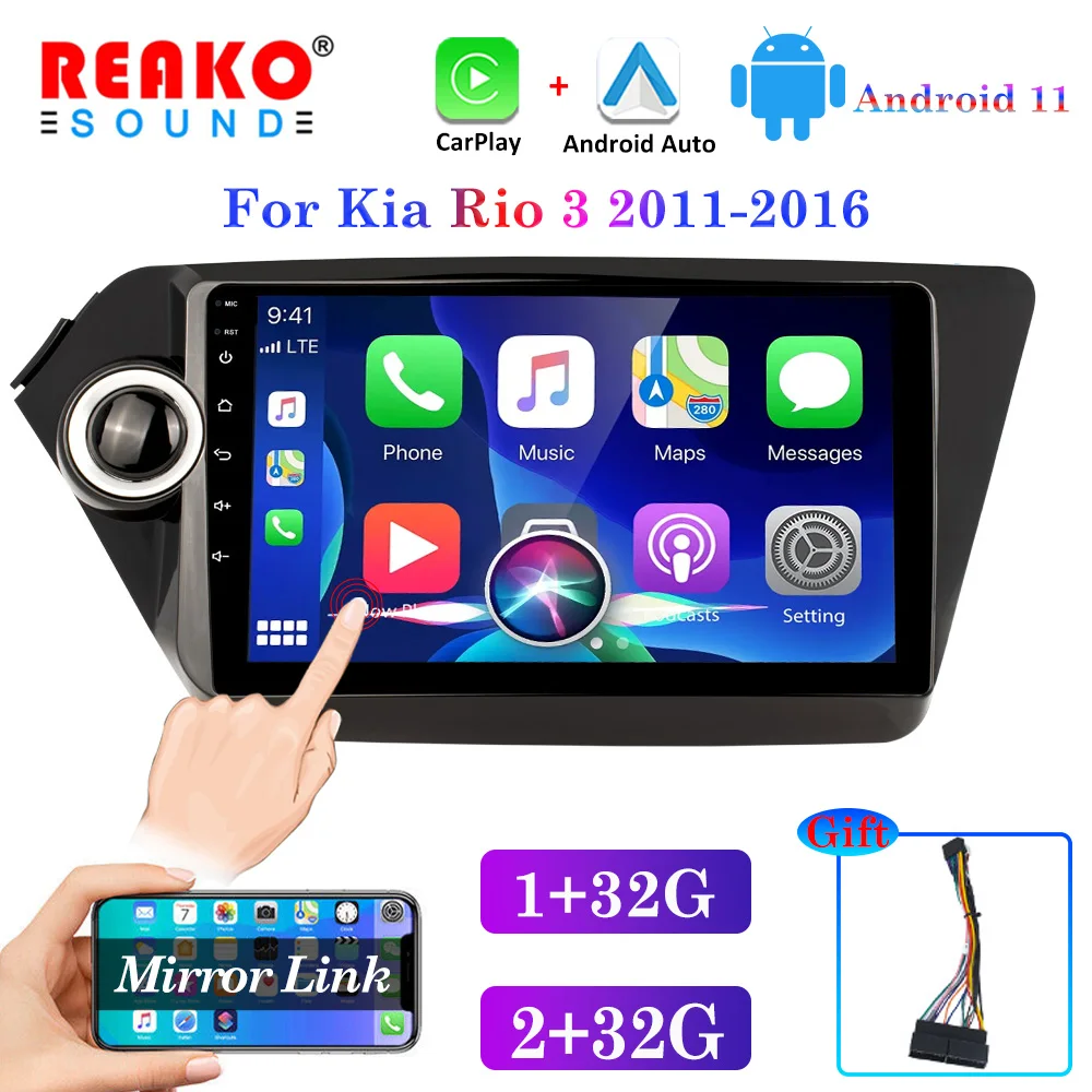 

X-REAKO Android 11 9' Inch HD Car Radio Touch Screen Android Auto&Carplay Car Multimedia Player GPS WIFI For Kia Rio 3 2011-2016