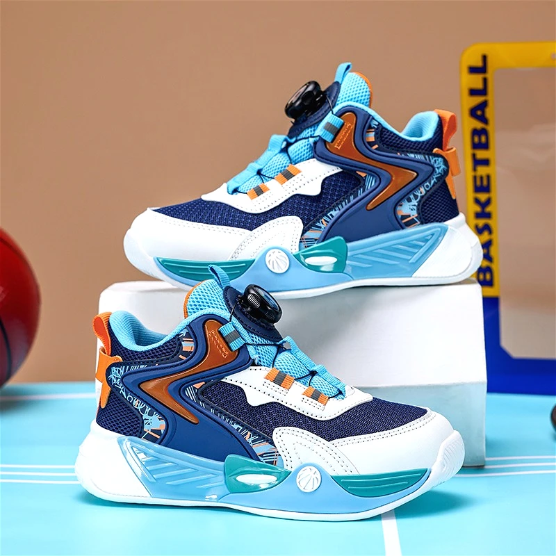 

New Boys Sporty Basketball Shoes Breathable Lightweight Design Kids Athletic Footwear Non-slip Luxury Boy Casual Shoe Size 32-39