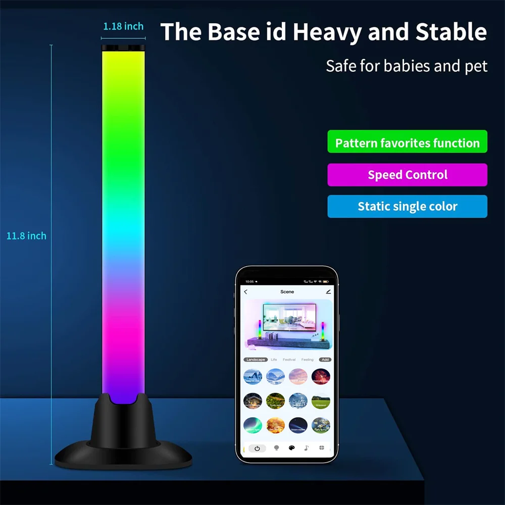 Imagem -02 - Wiscolor Lâmpada de Mesa Led Rgb Bar Music Rhythm Smart App Contro Desktop Lighting For tv Backlight Desktop Lamp Gaming Ambient Light