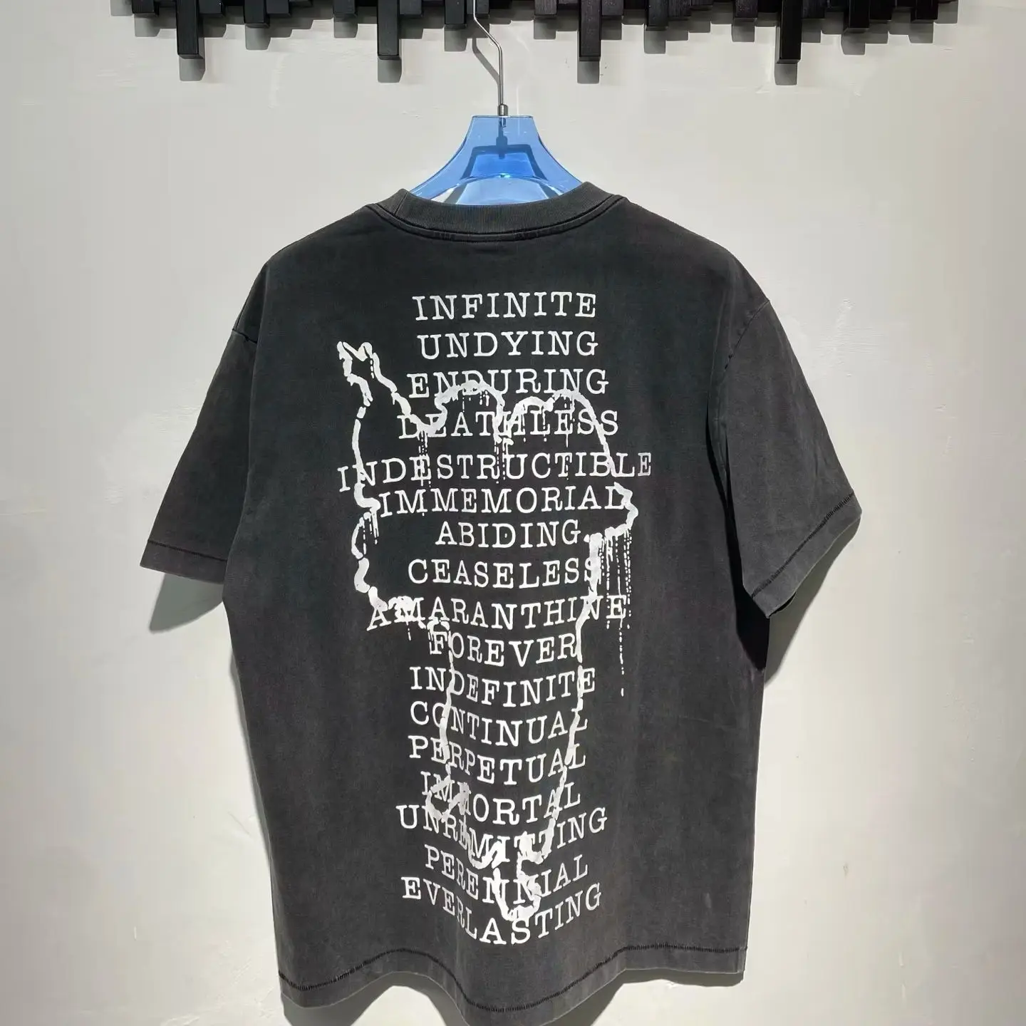 Vintage American Letter Splatter Print Washed Distressed Short Sleeve T Shirt Men Women Couple Casual Tops