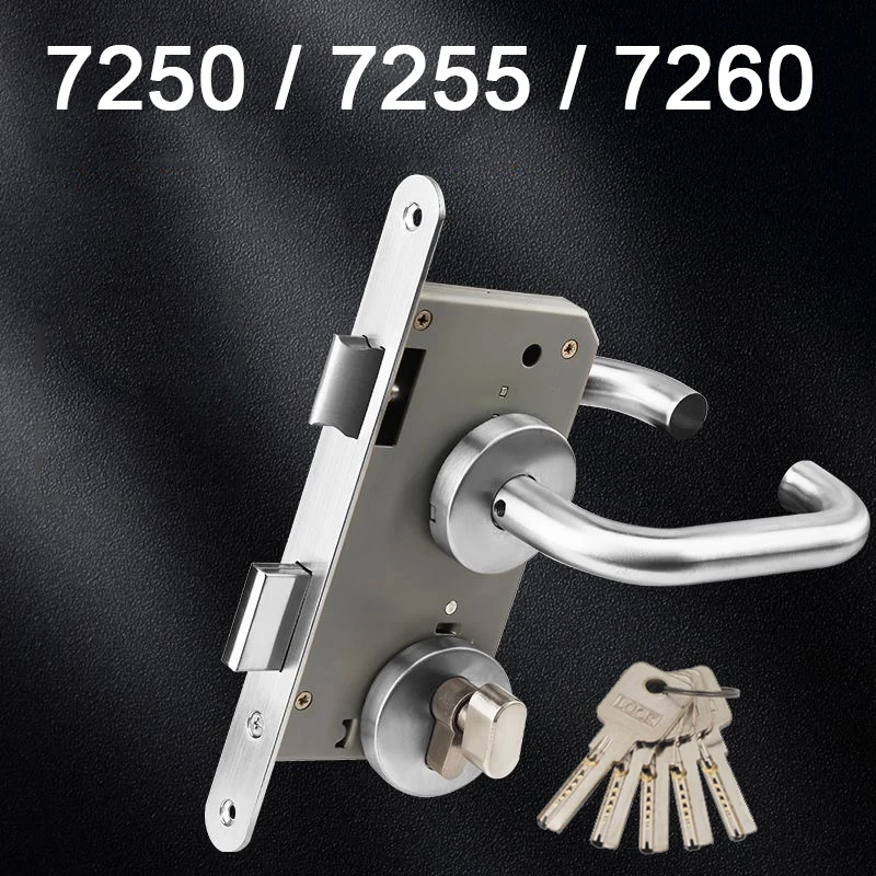 

Европейский врезной замок для противопожарных дверей (ручки дверные + корпус замка 7250/7255/7260 + цилиндр замка 70мм/75мм/80мм + ключ)