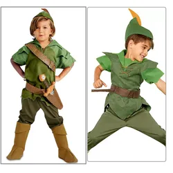 New Boys Peter Pan Kids Anime Cosplay Costume Carnival Party COS T-shirt pants Suit Superhero Halloween Costumes for Kids 3-12Y