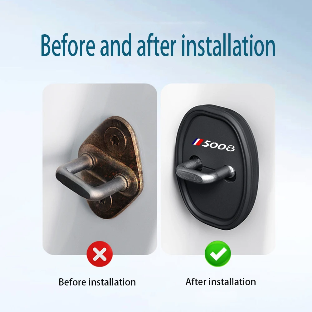 2 قطعة سيليكون قفل باب السيارة مشبك حامي غطاء مرونة امتصاص الصدمات وسادة كتم التخزين المؤقت لبيجو 5008 #4