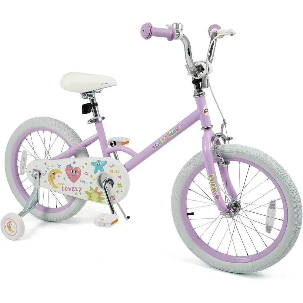 

Children's Bike for Ages 3-8, 12-18 Inch, Pink/Purple, with Removable Training Wheels, Coaster Brake, Adjustable Handlebar & Sea