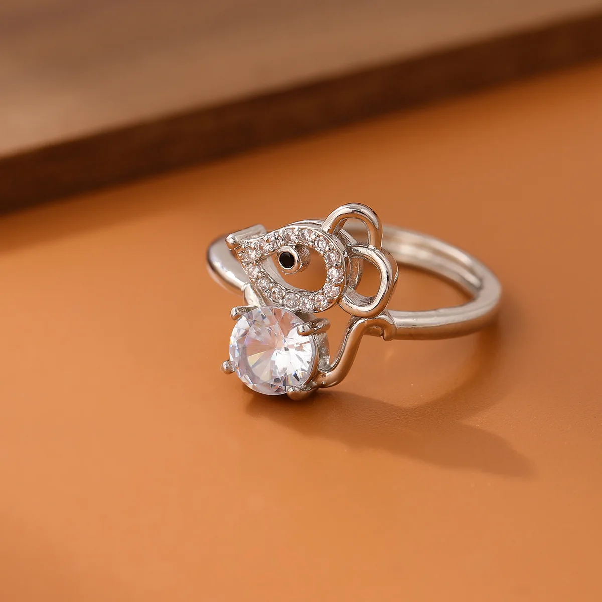Neue Ankunft Nette Maus Kristall Flash Exquisite 925 Sterling Silber Schmuck Persönlichkeit Luxus Tier Öffnung Ringe R316
