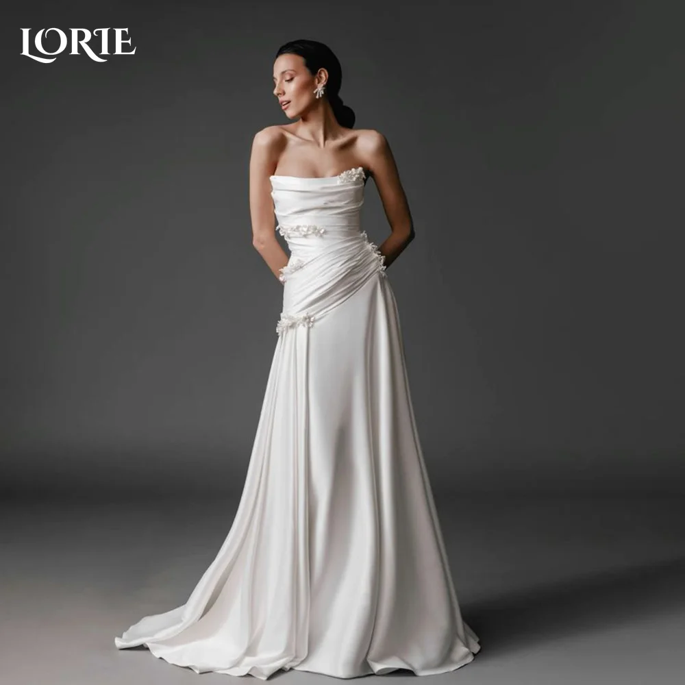 

LORIE Pleats Mermaid Wedding Dress Strapless Elegant Backless Bride Gowns Customized Bride Dress Ruched Bride vestidos de novia