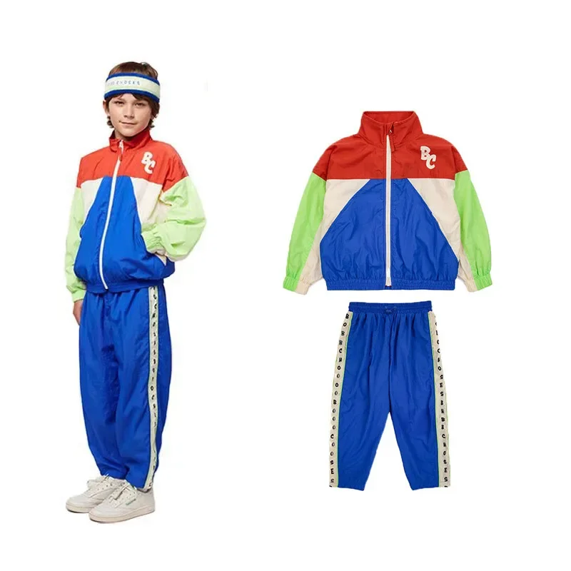 Children\'s Set Spring Summer 2024 BC ins Style Boys Color-Block Thin Jacket Kids Windbreaker Girls Sweatshirt Set