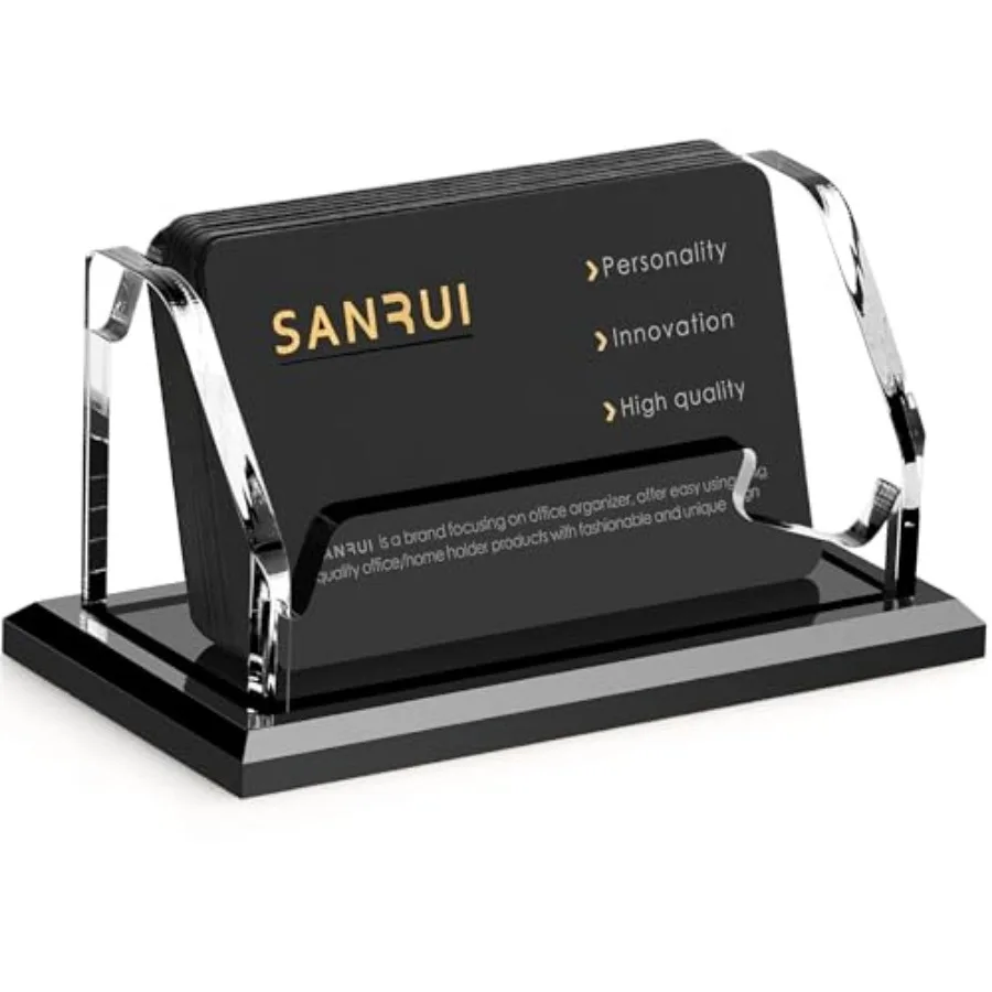 

Acrylic Business Card Holder Black Business Cards Display Stand for Desk Clear Horizontal 1 Slot Desktop Organizer 60 Card Capa