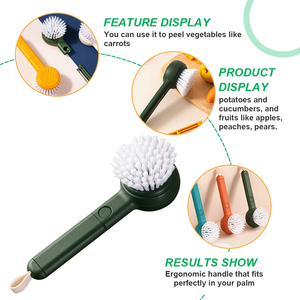 

Multifunctional Fruit Vegetable Brush 2 in 1 Peeler Cleaning Tool ABS Material Kitchen Gadget Carrot Scrubber Potato Brush