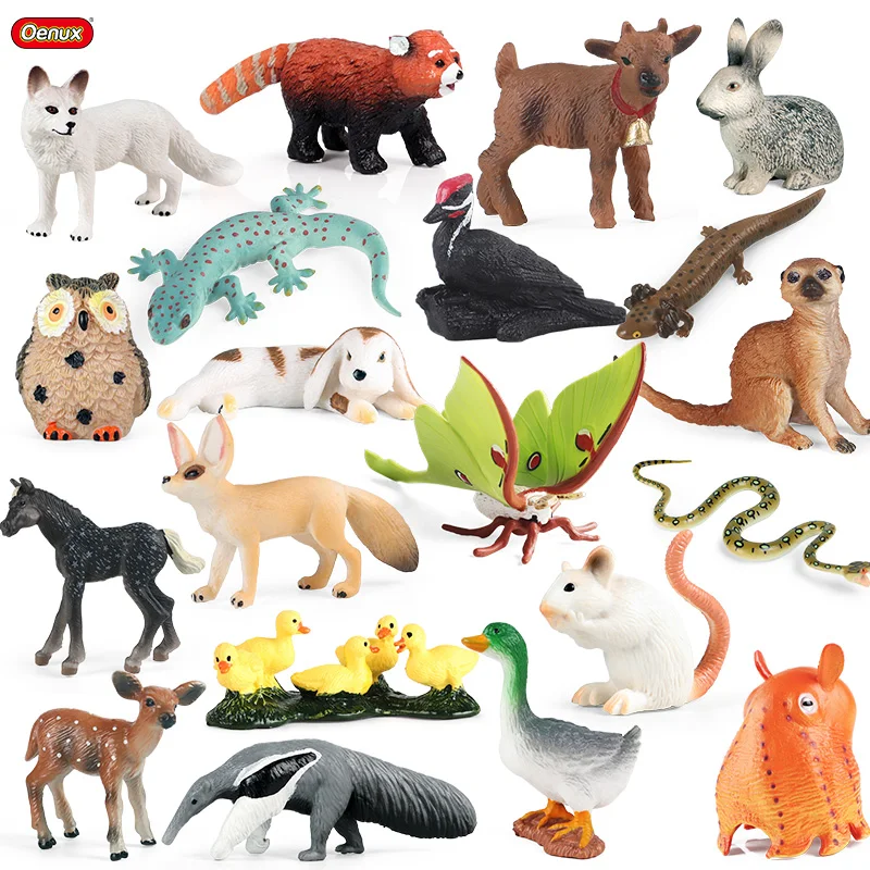 Oenux-Figurines d'action miniatures en PVC pour enfants, animaux sauvages, Sn64.Fox, grenouille, souris, lézard, théâtre, oiseau, modèle, Auckland, garnitures de gâteau, jouet mignon