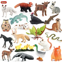 Oenux Wild Animals Snails Fox Frog Mouse Lizard Owl Bird Model Action Figure Figurines PVC Miniature Cake Toppers Cute Kids Toy