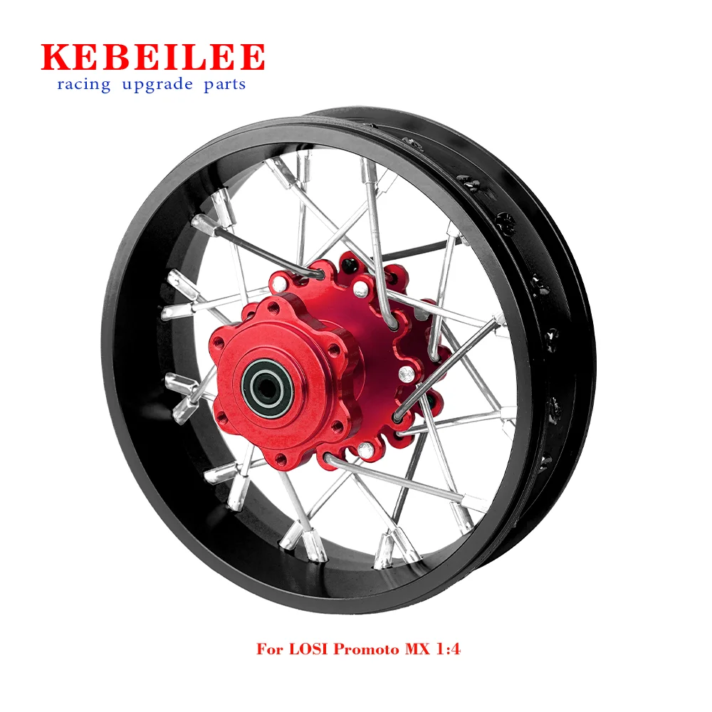 KEBEILEE CNC Aluminum Rear Wheel V2 For LOSI Promoto MX motorcycle  1:4 Black