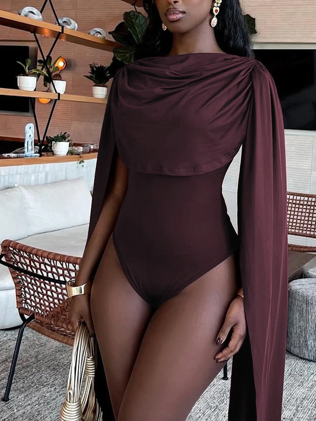 

Ele High-Waist Bodysuit with Sa Design for Important Ocns Slim-Fit Asymmetrical Design Commute Sle Summer Collec...