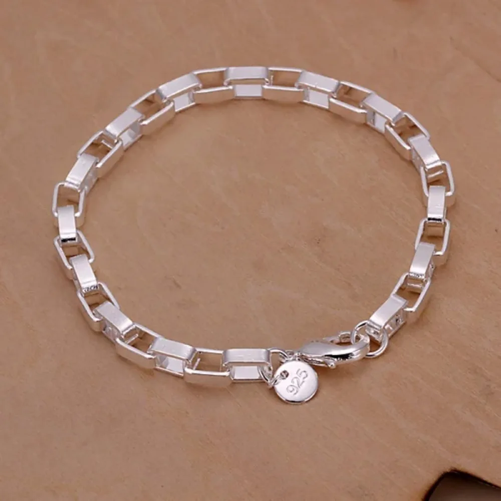 

925 sterling Silver exquisite chain 5MM bracelet fashion charm box style chain women hot models silver jewelry birthday gift