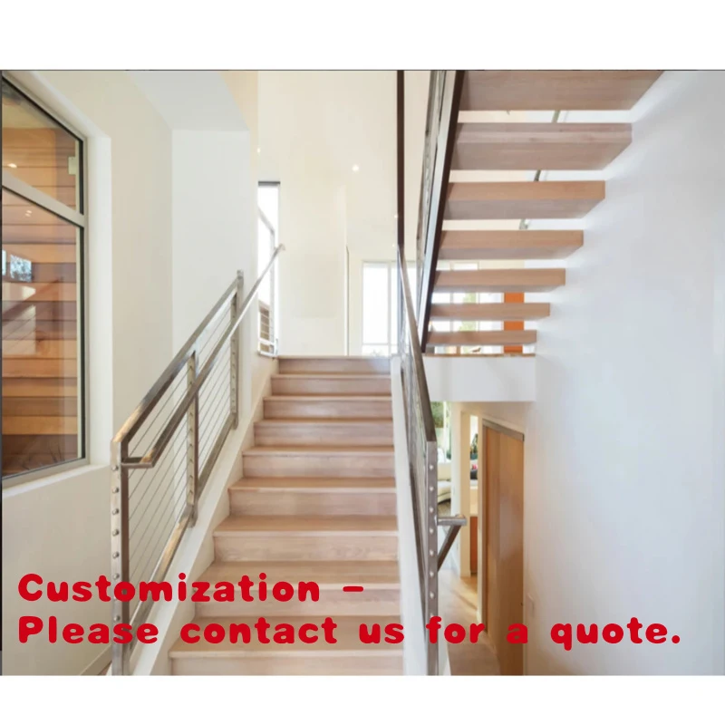 custom.Home Floor Mounted Walnut Staircases Wooden Stair Steps Floating Wood Stairs