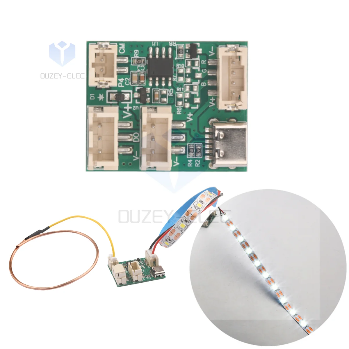 Módulo de Sensor táctil con LED y Cables para la Separación de Aire Táctil Interruptor de Inducción Táctil de Inducción Celular Bobina Tira de Luz