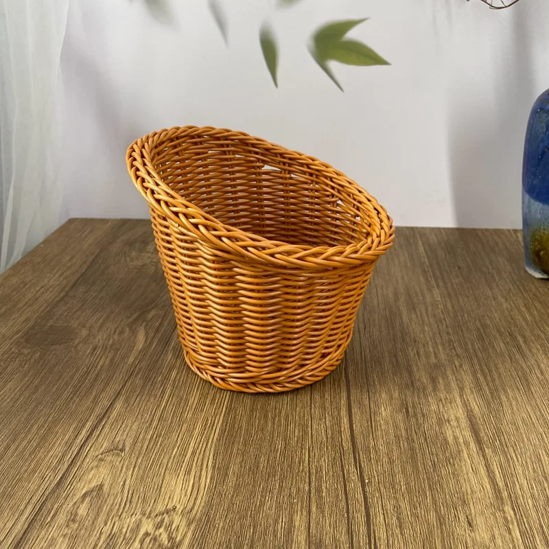 Cestino espositore floreale retrò squisito Mini cestini di verdure per Popcorn in finto Rattan per la conservazione del ristorante della cucina 14/16/18cm