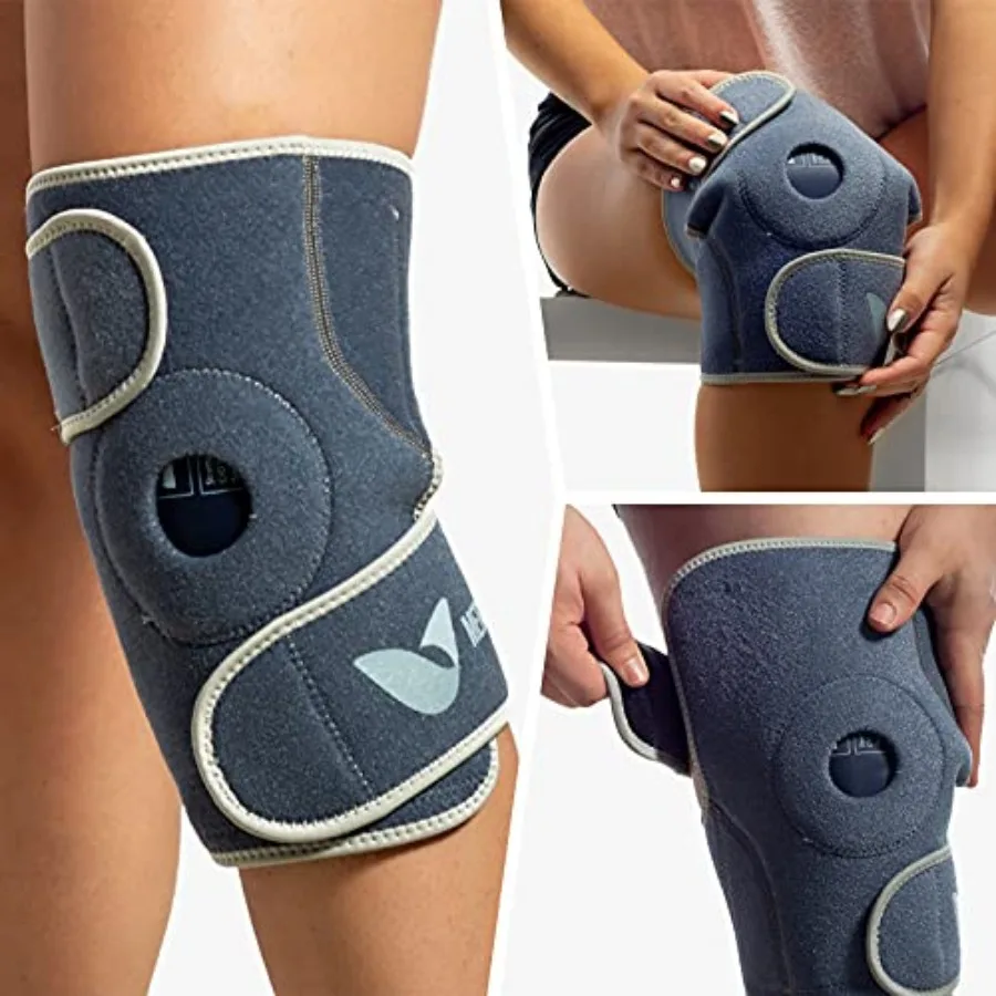 

Ice Pack for Knee - Hot or Cold Gel Wrap for Knees - Heating or Cooling Compression for Men and Women - Adjustable Flexible Bra
