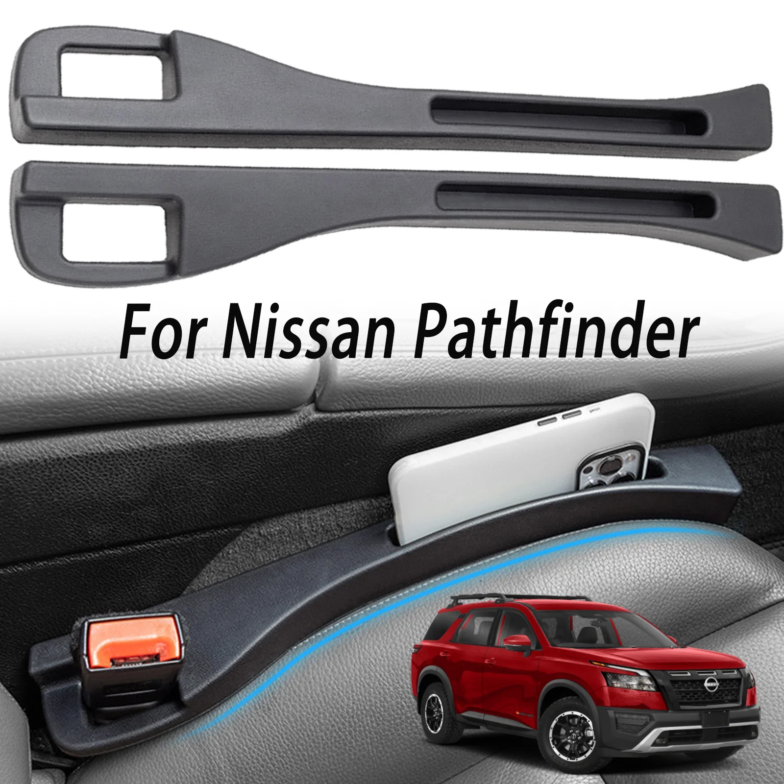 For Nissan Pathfinder R53 SL 2021-2024 Decoration Supplies Accessories 2PCS Car Seat Crevice Organizer Storage Seat Gap Filler