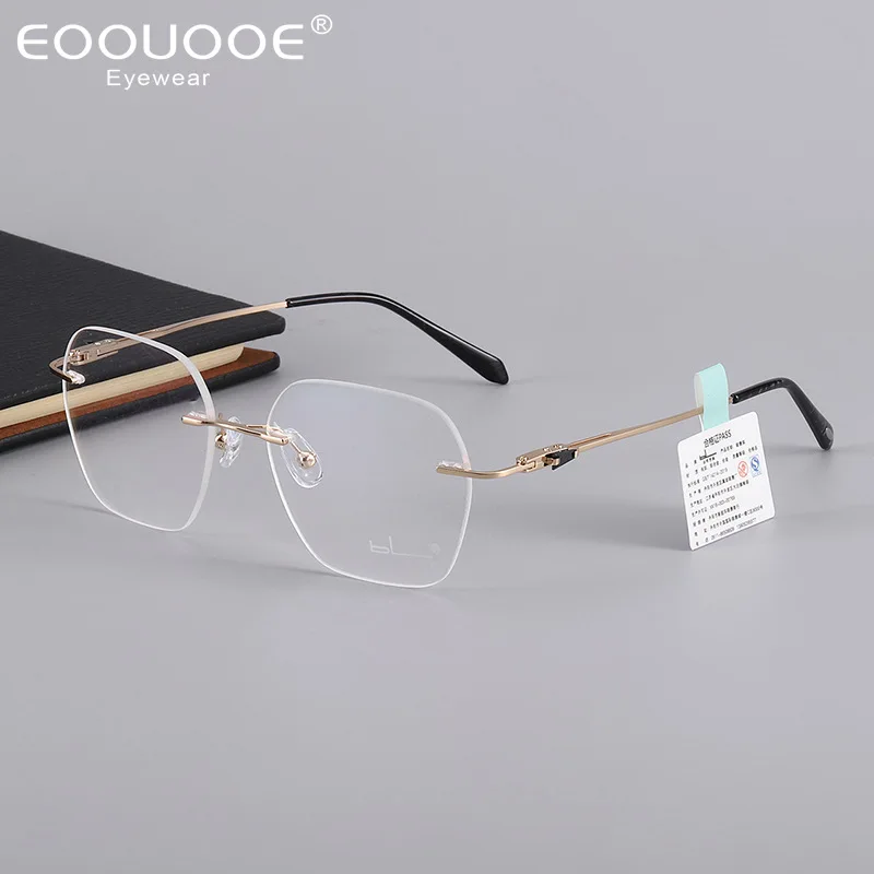 

Optical Prescription Glasses Frame Man Retro Fashion Spectacle D30 Ultra Light Alloy Eyewear Luxury Rimless Eyeglasses Woman