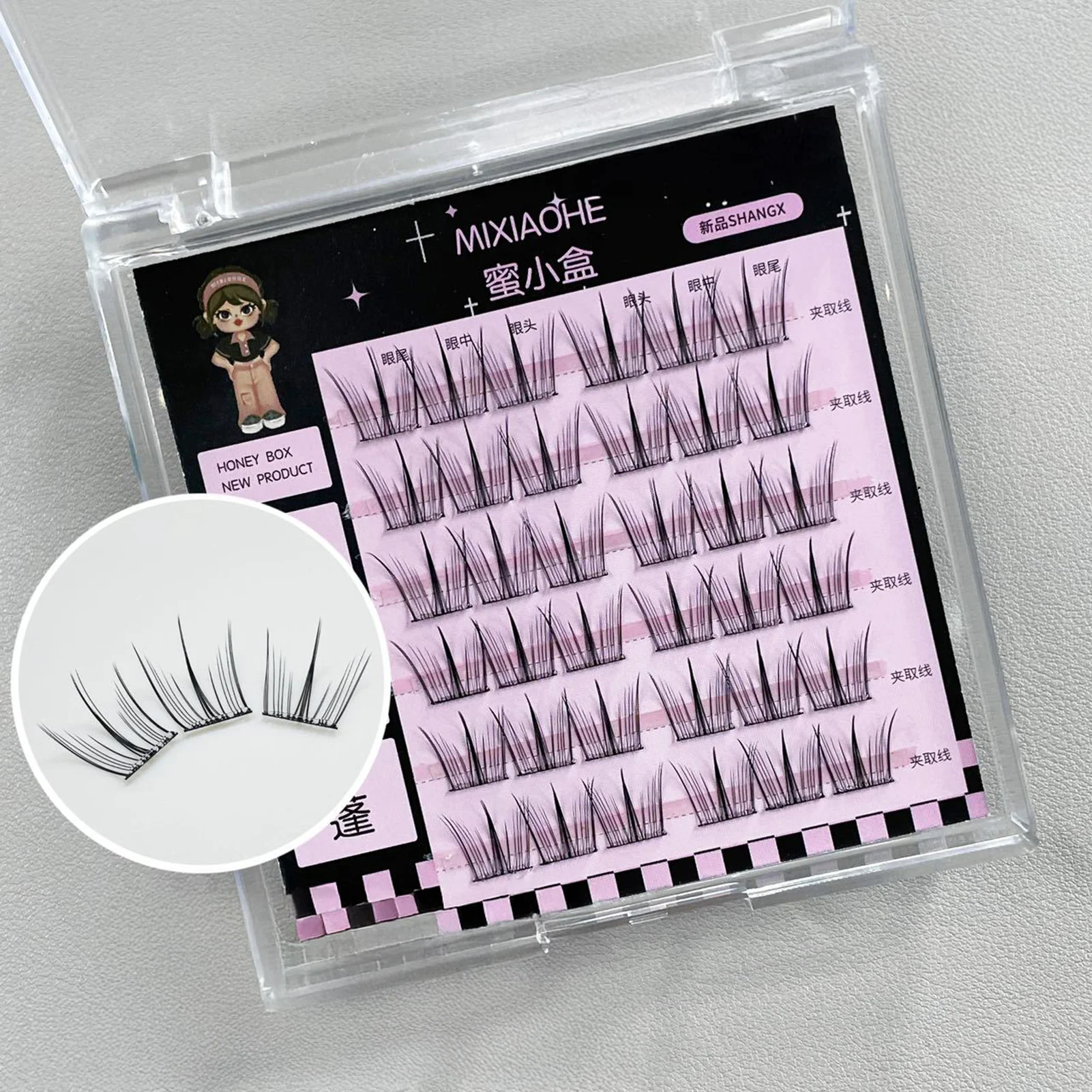 Koreanische Wispy Lash Extension Segmentation Natürliche Wimpernverlängerung für den Alltag oder Kpop Girls Cosplay Makeup