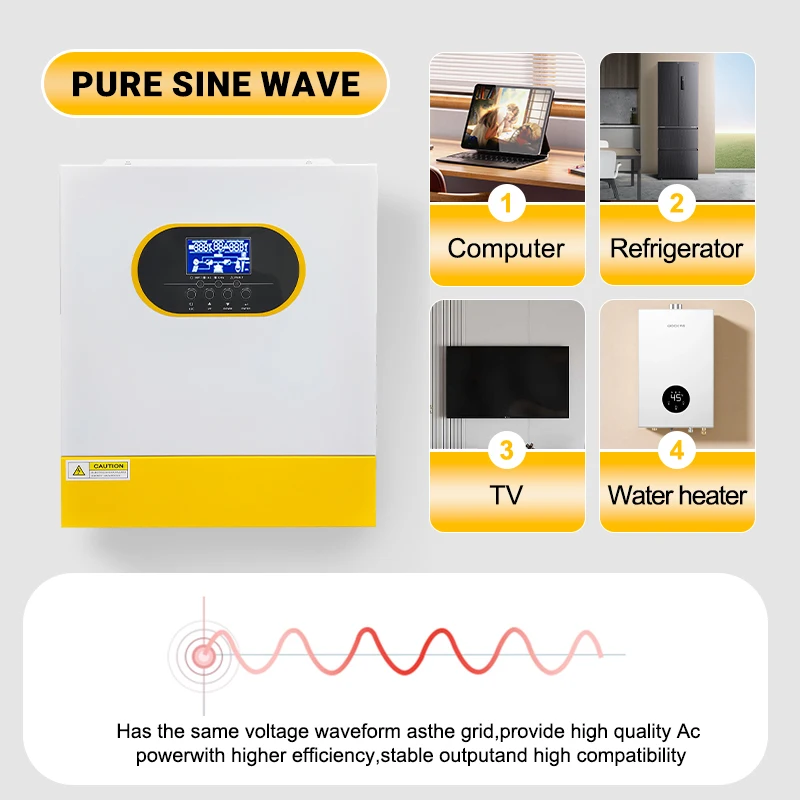 3.5KW 24V عاكس للطاقة الشمسية الهجين موجة جيبية نقية التيار المتناوب 220 فولت/230 فولت تيار مستمر 500 فولت على الشبكة/الخروج الشبكة 100A MPPT جهاز تحكم يعمل بالطاقة الشمسية مع واي فاي