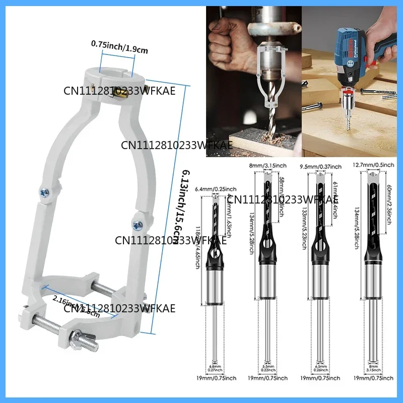 Square Hole Drill Bit Adapter with 4pcs Square Hole Drill Bit Easy Installation and Disassembly For Woodworking Drill Tools