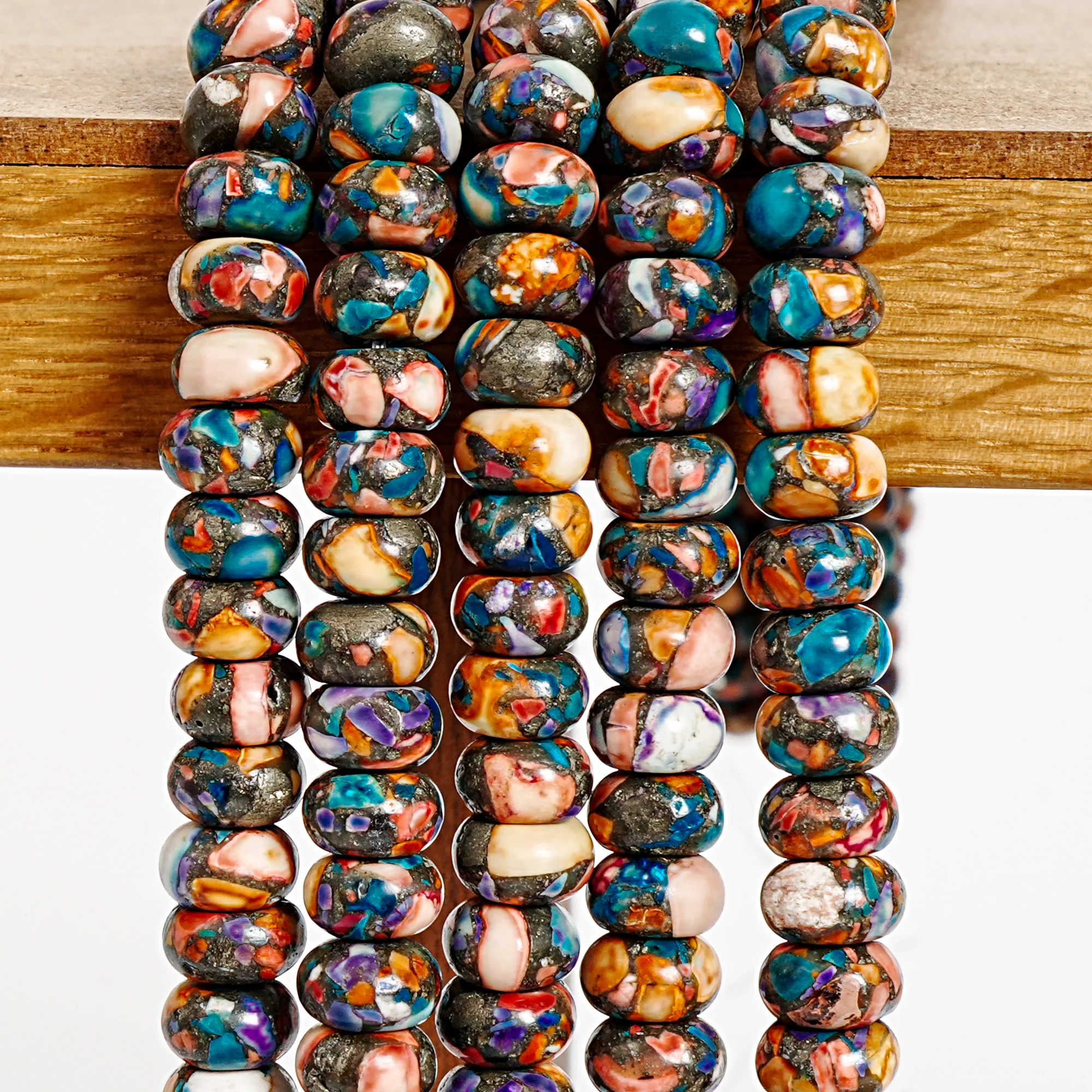 Multicolored Turquoise 4x2mm 6x4mm 8x5mm Gold Thread Smooth Abacus Dyed Beads for Jewelry Making Bracelet Necklace Accessories