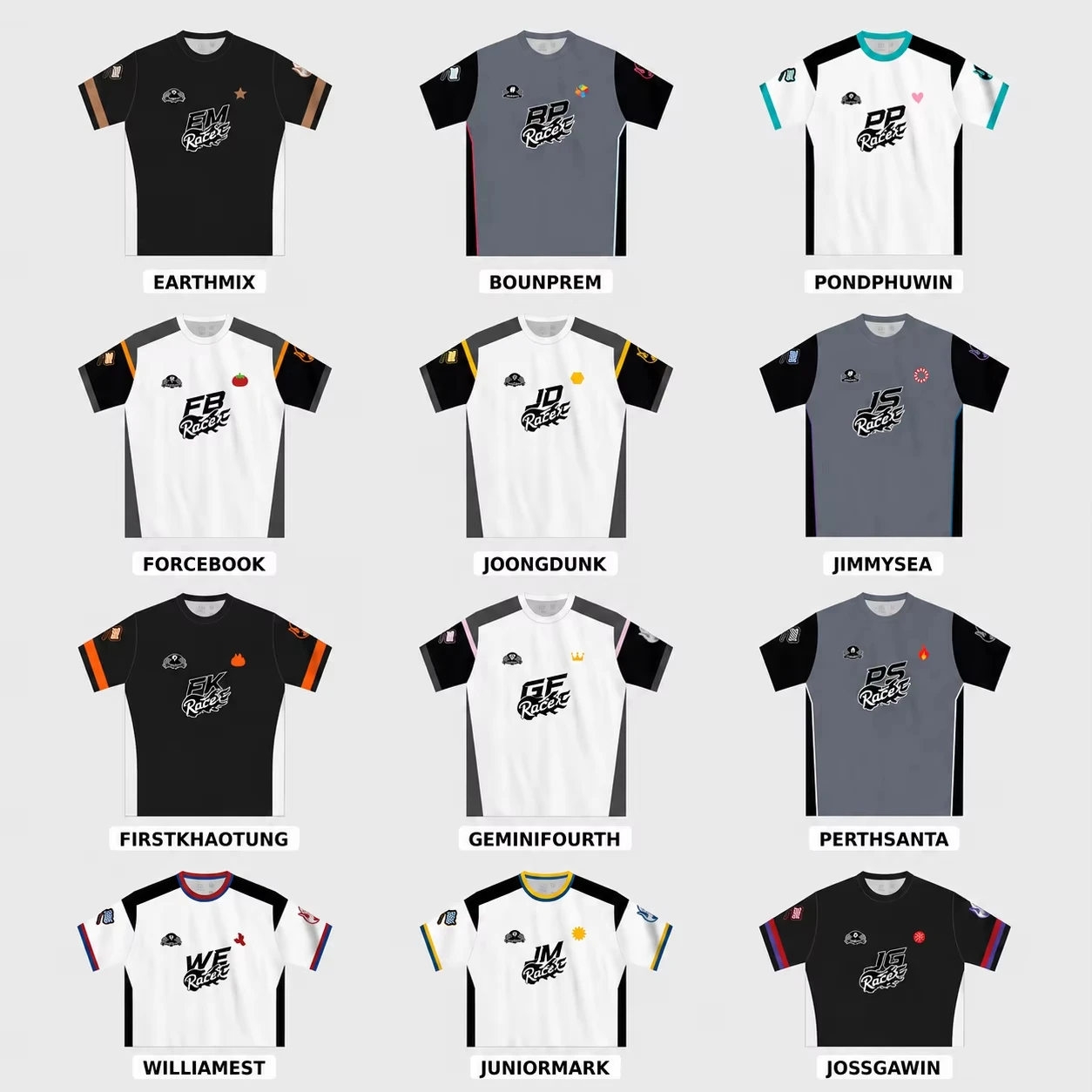 2026 GMMTV LOL Fan Fest Heart Race Jersey Shirt EarthMix GeminiFourth PondPhuwin FirstKhaotung BounPrem Thai Drama Unisex Tees