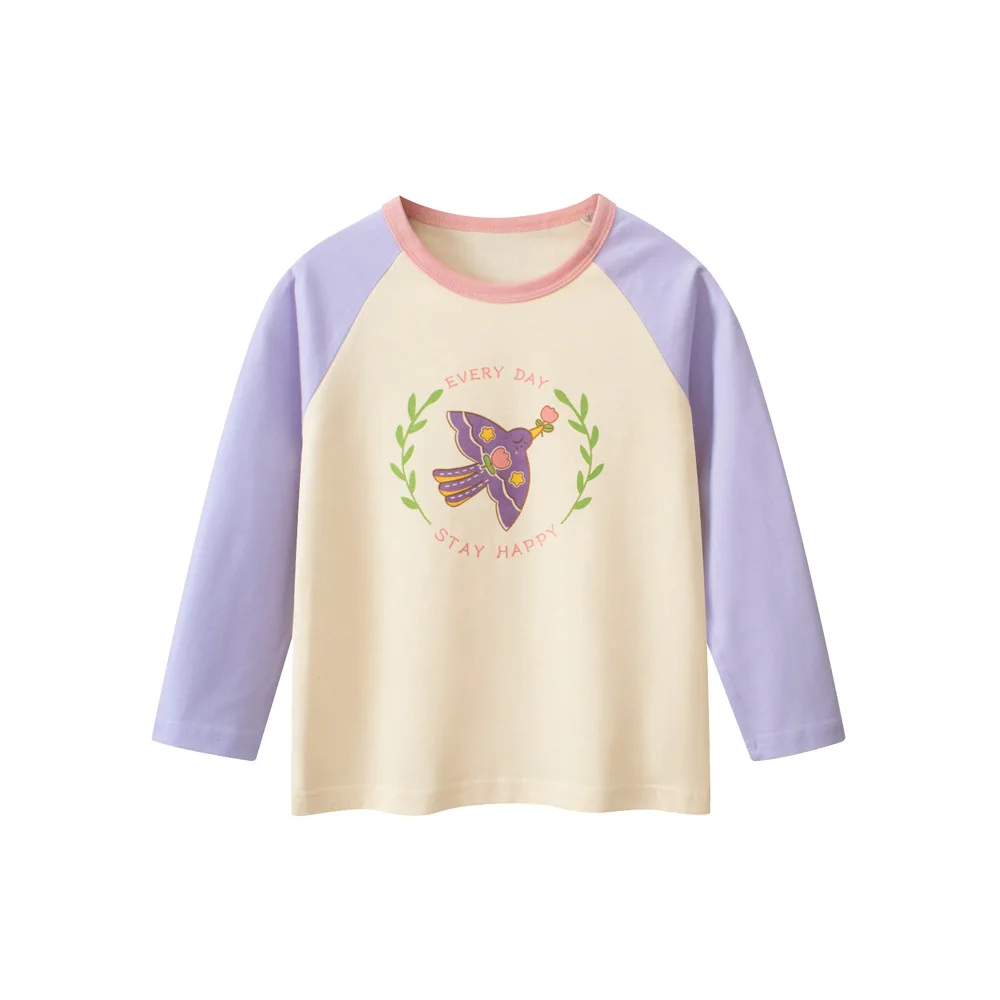 Оригинальная хлопковая футболка для маленьких девочек, осенняя Базовая футболка с длинным рукавом, Повседневная Свободная одежда для малышей, Детская футболка, наряд