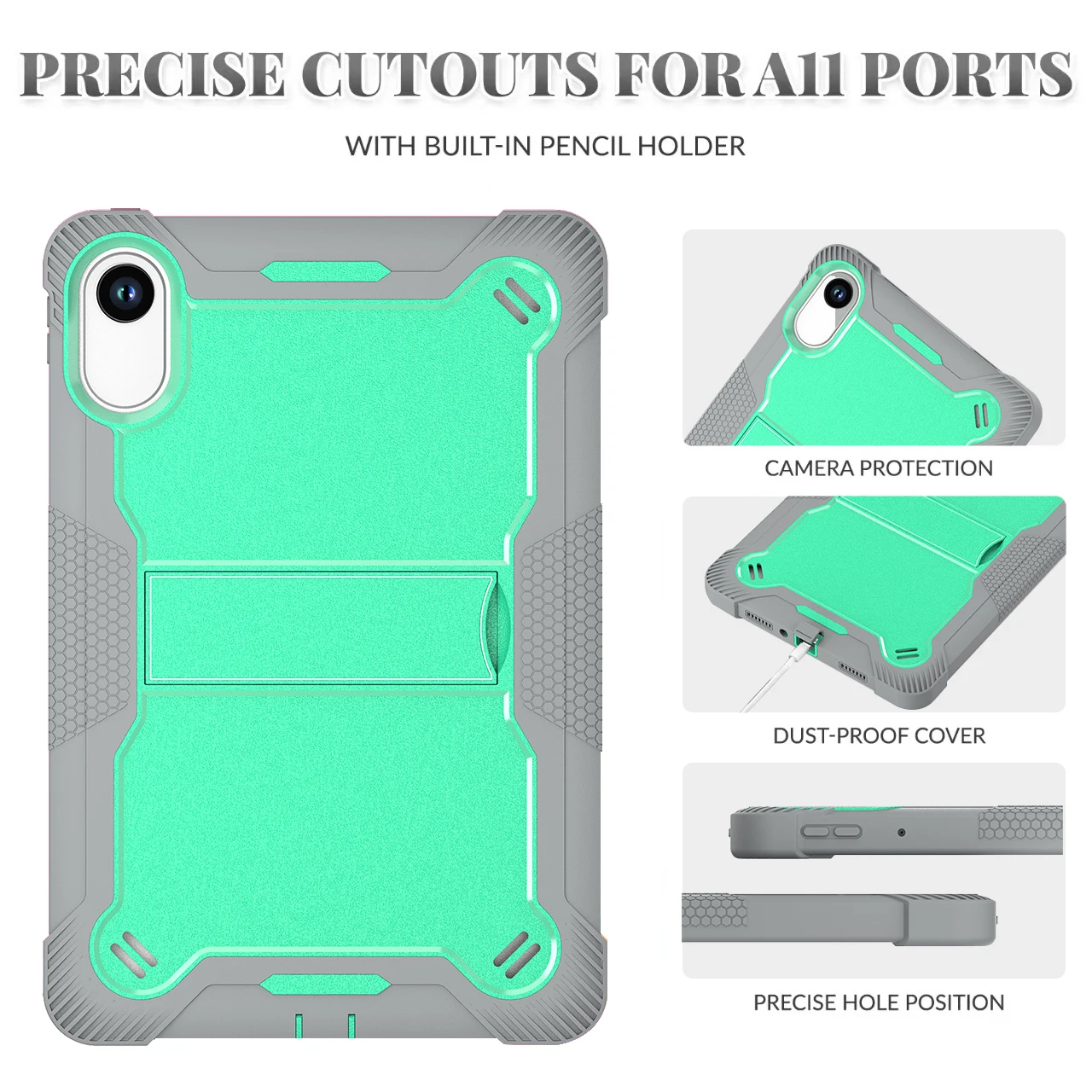 Etui pancerne do Xiaomi Redmi Pad 2 2025 Pad2 11 cali Model 25040RP0AG Antypoślizgowa wbudowana podpórka Hybrid Cover Shockproof # R. — zdjęcie produktu 6