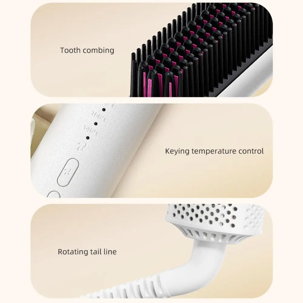 

New Negative Ion Hair Straightener 4 Temp Settings Cool Air Straightening Comb Anti-Scalding Wired Straight Hair Comb