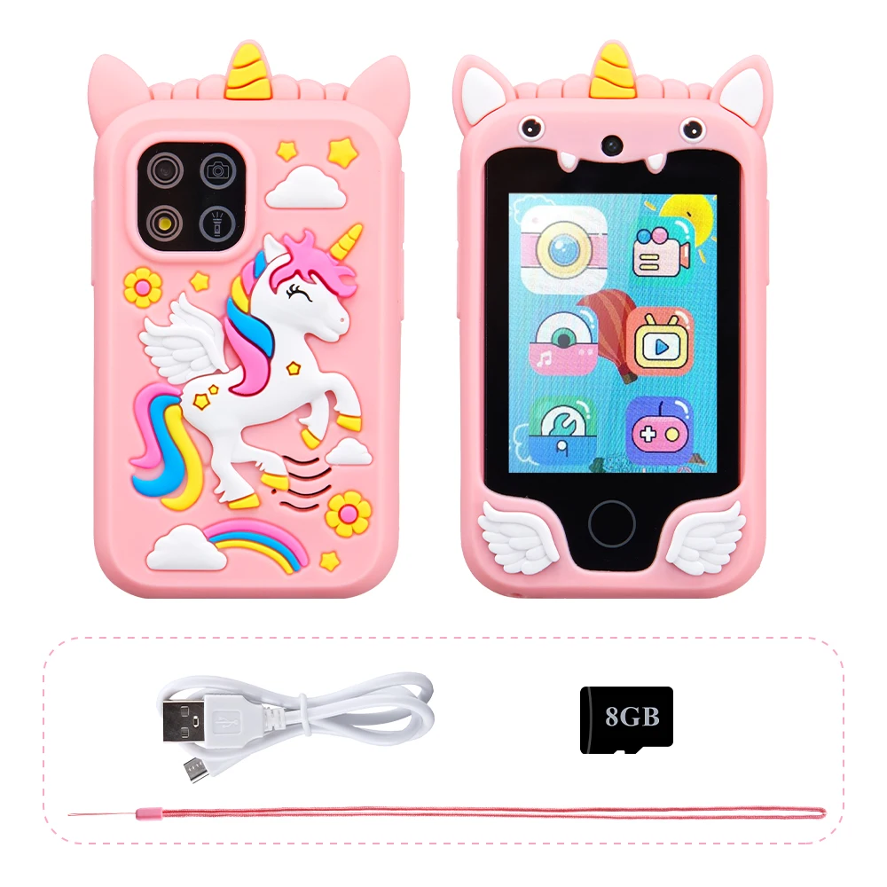 Kinderen Smart Phone Camera Speelgoed Touchscreen Eenhoorn Baby Mobiele MP3-speler Digitale camera Educatief speelgoed voor meisjes Jongens Leeftijd 3-8