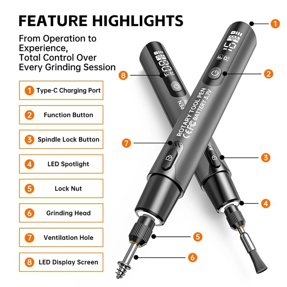 

Электрическая мини-дрель с LED-дисплеем, USB-питанием, 16000 об/мин, 6 регулируемых скоростей, для гравировки, резьбы, полировки