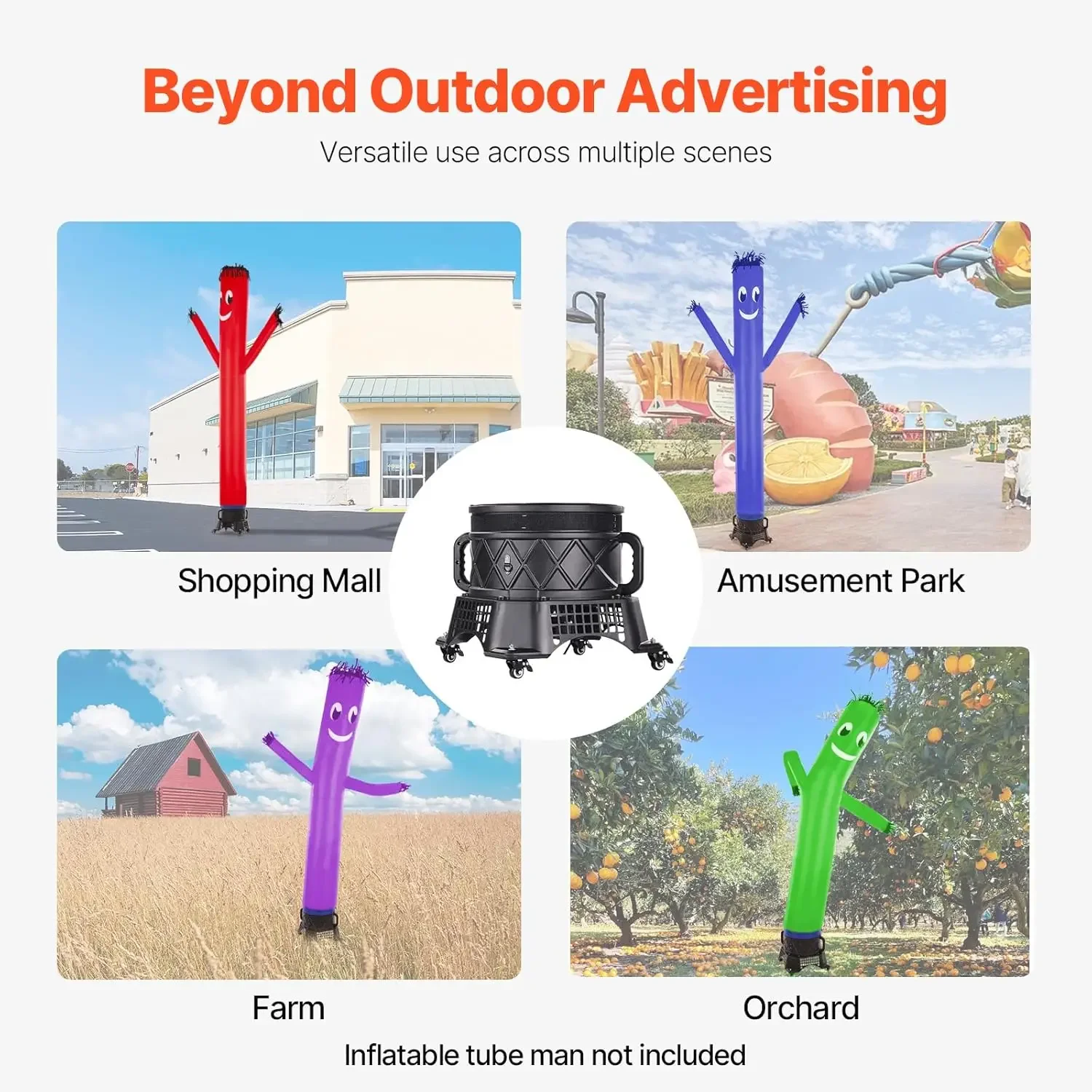 Inflatable Tube Man Blower, 1 HP Blower for Wacky Waving Inflatable Tube Guy, PP Shell, IPX3 Waterproof
