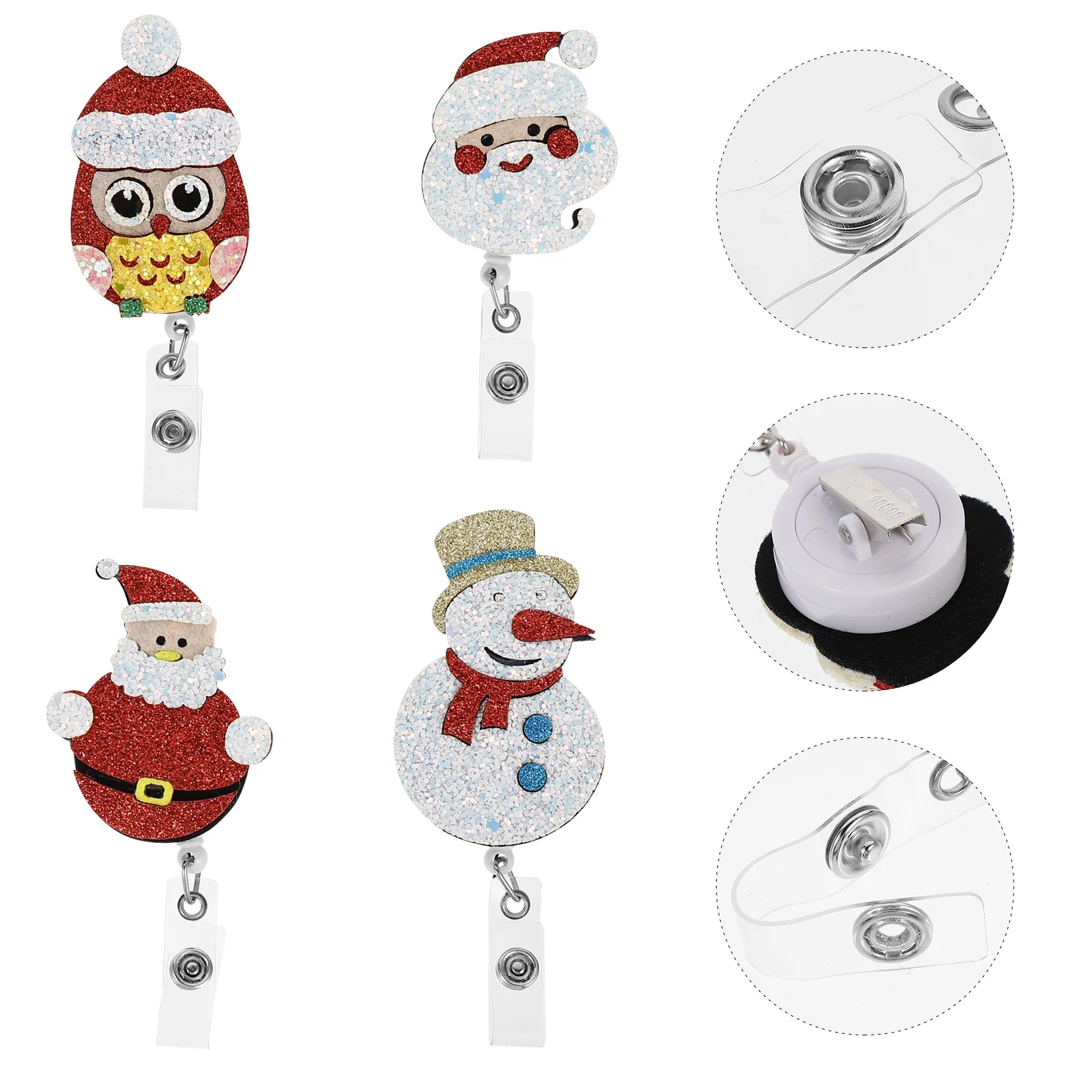 

COHEALI 4Pcs Christmas Pull Button ID Card Holder Badge Reel Retractable PVC Name Holder for Nurses Decorative Telescopic
