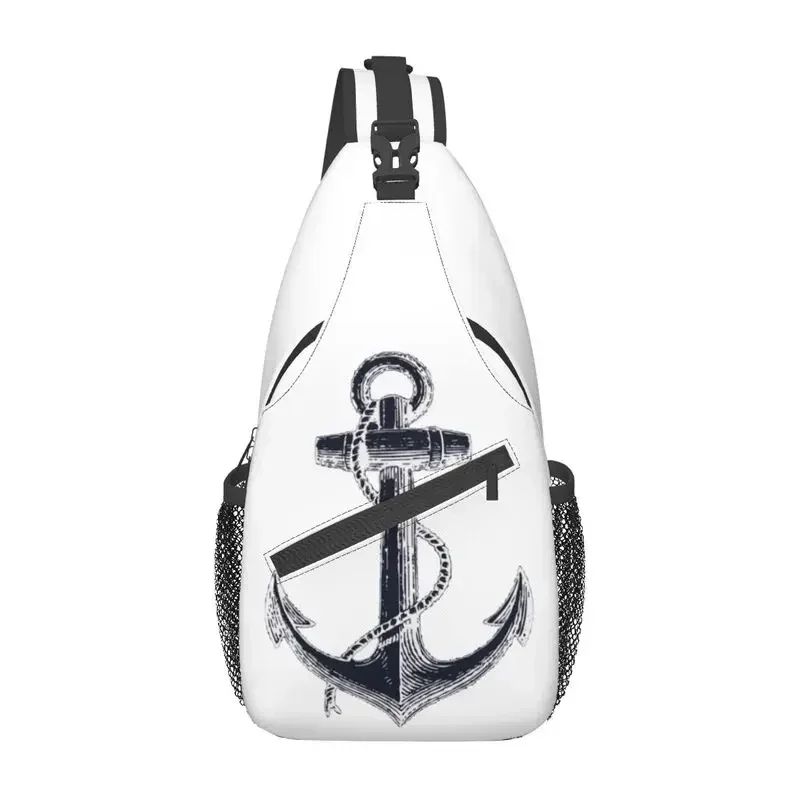 Nautical Anchor Sling Brusttasche, maßgeschneiderter Sailor Adventure Umhängetasche für Herren, Radfahren, Camping, Tagesrucksack