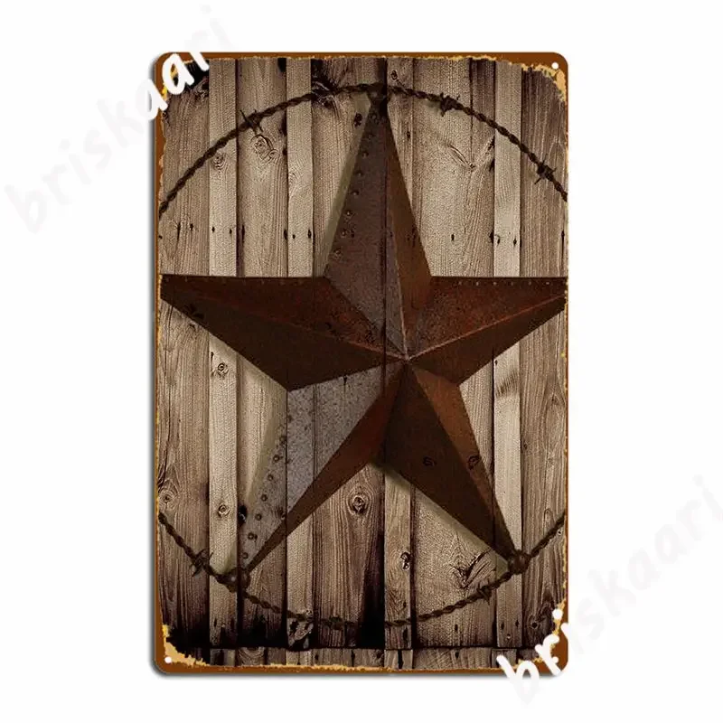 Primitive Western Country Barn Wood Grunge Texas Star Metal Sign Plaques Customize Wall Decor Pub Mural Club Tin Sign Poster
