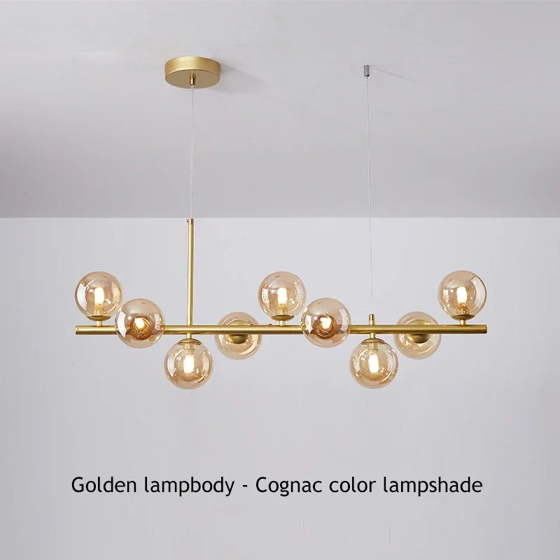 Moderne Lange Eetkamer Kroonluchters Glazen Bal Lampenkap Licht Boven De Tafel Keuken Kantoor Hanglamp Home Decor Armaturen