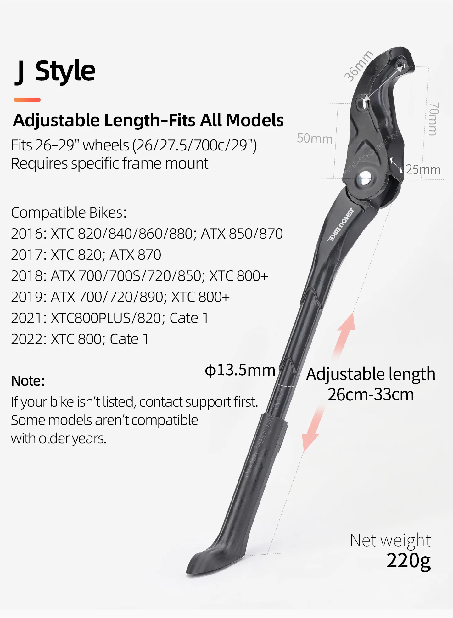 Adjustable Bicycle Kickstand Aluminum Alloy 18-24 26-29 inch Durable MTB Bicycle Side Support For Giant TREK Bicycle Accessories