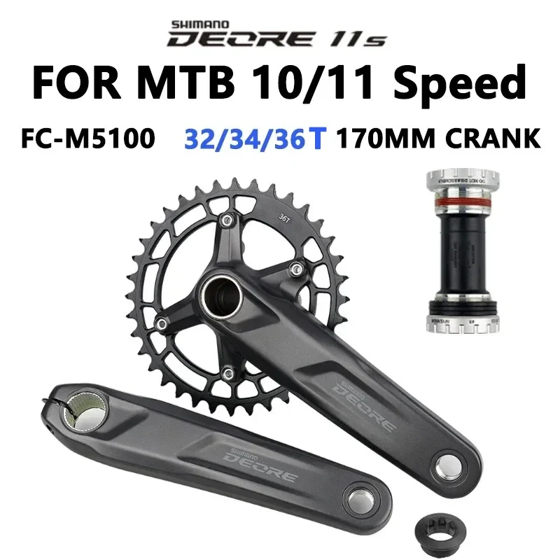 SHIMANO DEORE FC M5100 originale Crankt 1 x1 0/11 velocità 32/34/36T manovella corona BB52 soporte inferiore roslado per MTB Bike