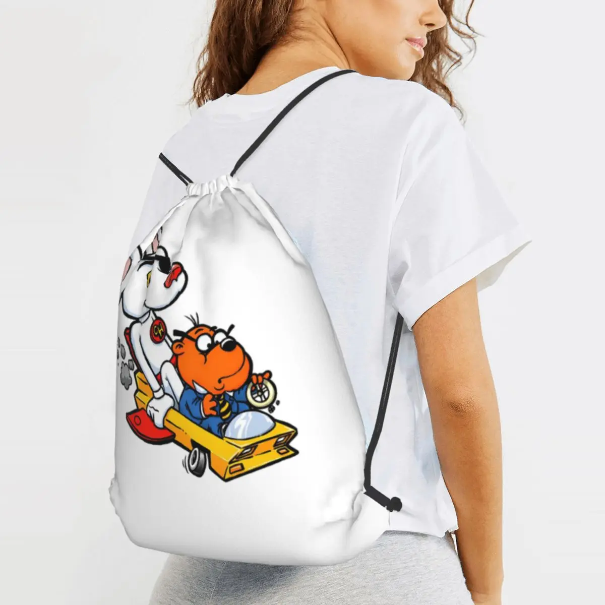 Mouse 80s Movie Backpacks Portable Drawstring Bags Sundries Bag Book Bags for Travel School